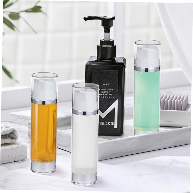 Baluue 2Pcs Airless Pump Bottle Transparent Refillable Lotion Dispenser Portable for Travel - Image 5